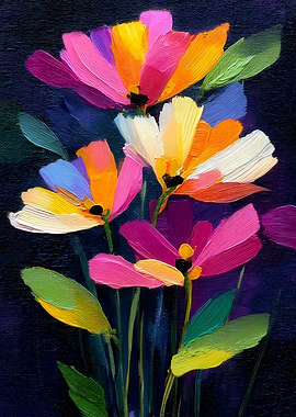 Floral Impasto Dream: Textured Petalic Symphony