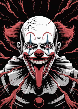 Creepy Clown with Tongue Out