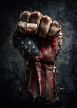 American Flag Fist of Protest