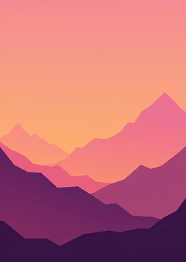 Minimalist Mountain Range at Sunset