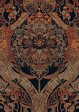 Ornate Floral Pattern in Earth Tones [Obsidian Bloom]