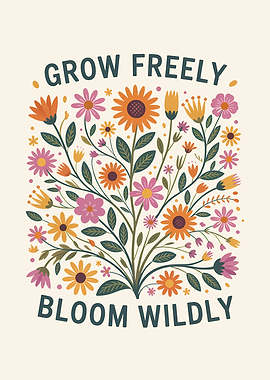 Grow Freely Bloom Wildly Floral Art