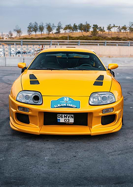 Yellow Toyota Supra Front View
