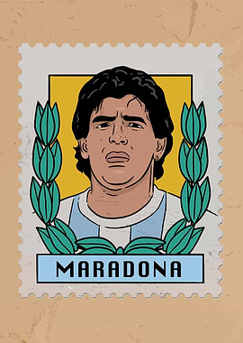 Football Player Soccer Stamp Art