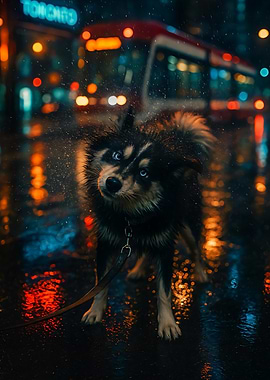 Dog Shaking Off Rain in Toronto