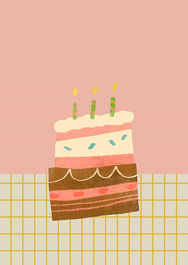 Stylized Birthday Cake with Candles