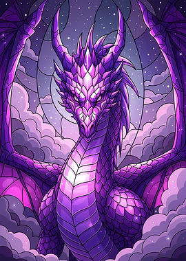 Purple Dragon in the Clouds