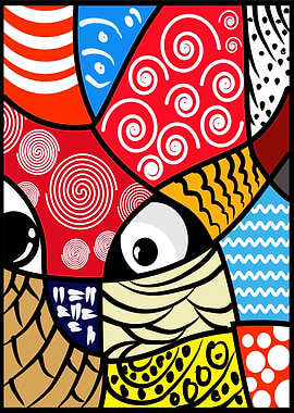 Abstract Fish Art with Bold Patterns