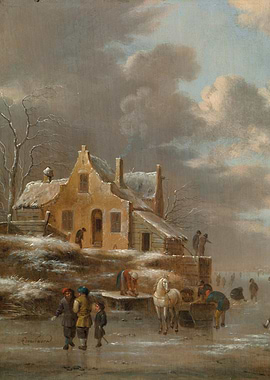Winter Landscape with Ice Skaters Painting