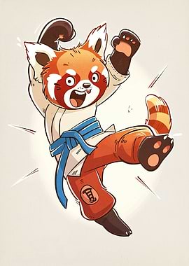 Red Panda Karate Cartoon Illustration