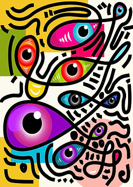 Abstract Eye Pattern Colorful Digital Art