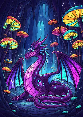 Purple Dragon in Mushroom Cave