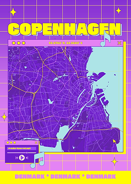 Copenhagen Map Art - Retro Aesthetic