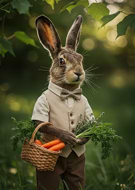 Dapper Rabbit with Carrots and Herbs