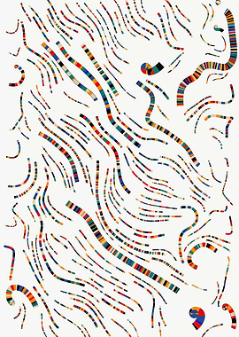 Abstract Multicolored Striped Lines on White