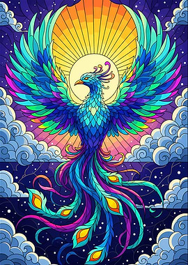 Colorful Phoenix Rising Digital Art