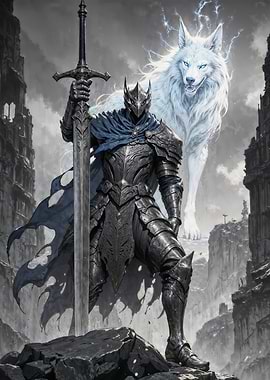 Shadow Knight and Spirit Wolf: Guardian of Ruined Realms