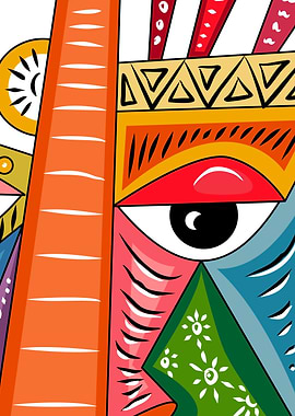 Abstract Colorful Face Illustration