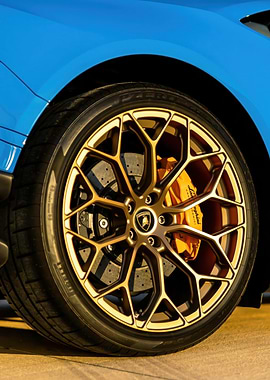 Blue Lamborghini Wheel Detail