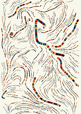 Abstract Multicolored Striped Lines on Cream Background