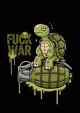 Sad Turtle on Grenade - Anti-War