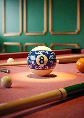 Lucky Eight Ball on Pool Table