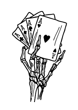 Skeleton Hand Holding Aces