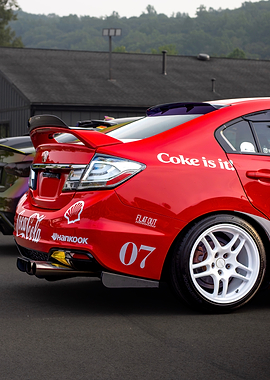 Red Honda with Coca-Cola Decals