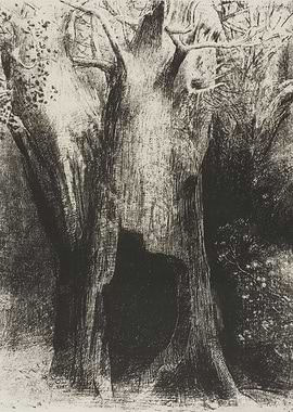 Monochrome Tree Etching