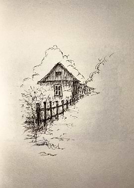 Ink Sketch of a Rural House