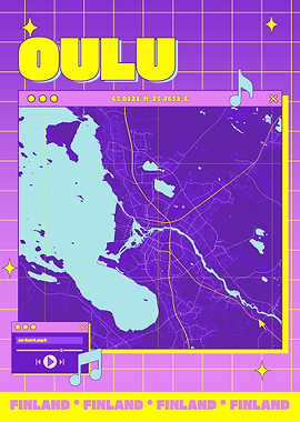 Oulu Finland Map Retro Aesthetic Poster