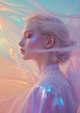 Ethereal Woman in Pastel Hues