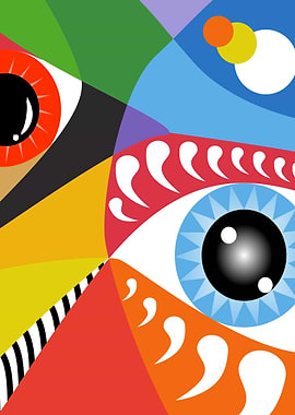 Abstract Eyes Colorful Geometric Design