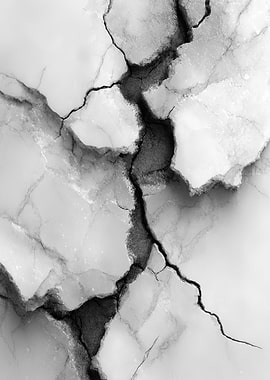 Cracked White Surface with Dark Fissures