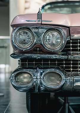 Vintage Pink Car Front Detail