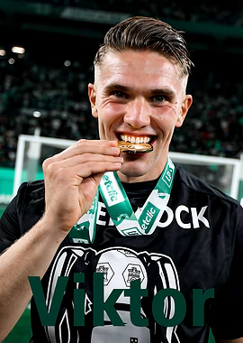 Viktor Celebrates with Gold Medal