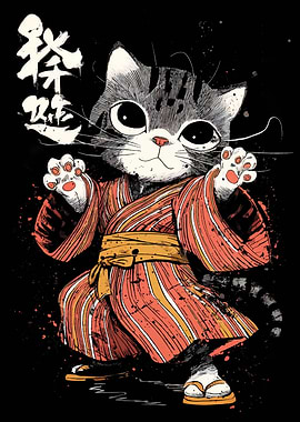 Martial Arts Cat in Kimono