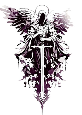 Dark Angel with Sword Illustration