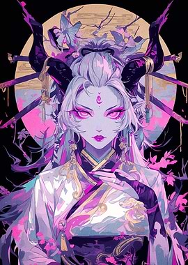 Horned Anime Girl Swords