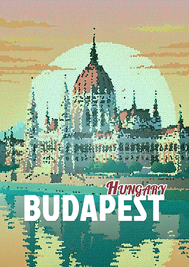 Budapest Hungary Mosaic Travel Poster