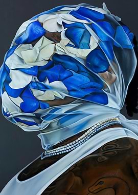 Woman with Blue and White Headscarf