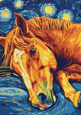 Horse in Starry Night Style