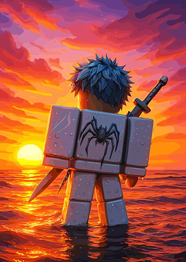Roblox Character Sunset Seascape