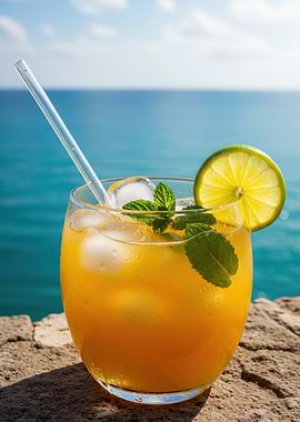 Refreshing Cocktail with Ocean View