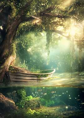 Enchanted Forest Boat Scene