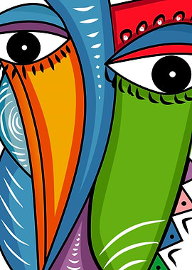 Abstract Colorful Face Art