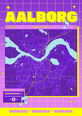 Aalborg Map Art - Retro Aesthetic
