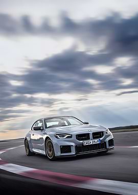 Silver BMW M2 on Racetrack