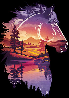Horse Landscape Silhouette