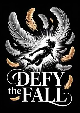 Defy the Fall: Angelic Figure and Feathers